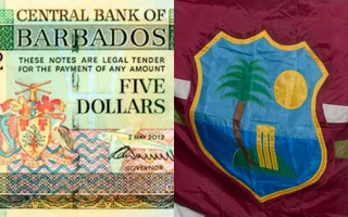 West Indian currency and flag