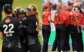The Hundred Women's 2025: Manchester Originals Women [left] and Birmingham Phoenix Women [right]