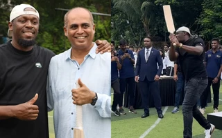 [WATCH] Usain Bolt plays cricket with former Indian cricketer Nilesh Kulkarni