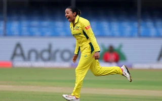 Women's World Cup 2025, Match 26: Alana King celebrates a wicket