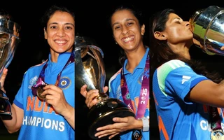 Women's World Cup 2025, Final: Smriti Mandhana [L], Jemimah Rodrigues [M], Radha Yadav [R]