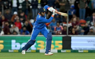 Shubman Gill during a T20I match vs Australia
