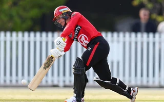 Georgia Wareham of the Renegades bats during the WBBL match