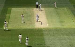 Ashes 2025/26, 1st Test: Mitchell Starc celebrates the wicket of Ben Stokes