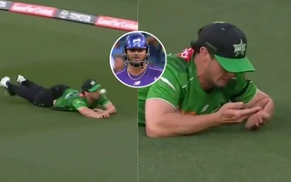 [WATCH] Hilton Cartwright takes nasty blow to nose while fielding on boundary in BBL 2025-26