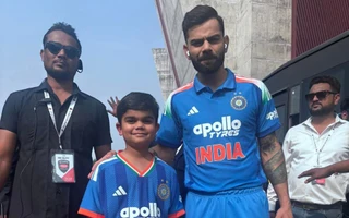 Virat Kohli with a viral kid who looks his younger version