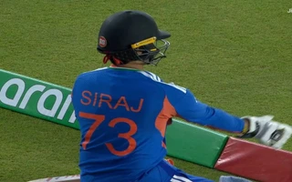 Abhishek Sharma wearing Mohammed Siraj jersey during India vs Netherlands