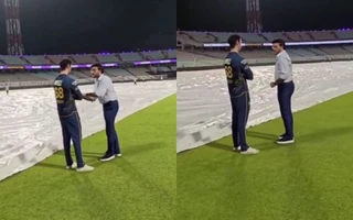 [WATCH] IPL 2026: Sourav Ganguly was seen giving batting tips late night to Connor Esterhuizen at Eden Gardens