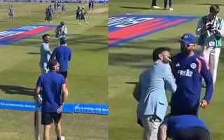 [WATCH] Rohit Sharma playfully kicks Dinesh Karthik ahead of first ODI against England