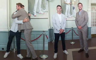 Stuart Broad and James Anderson joint portrait unveiled in the Long Room at Lord's