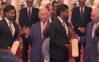 [WATCH] Babar Azam presents signed Pakistan bat to King Charles III during London audience