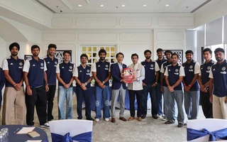 BCCI president Mithun Manhas and Team India players meet Japan ambassador before T20I in Sano